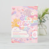 Six Is A Vibe Rainbow Disco Sun 6th Birthday  Kaart (Staand voorkant)