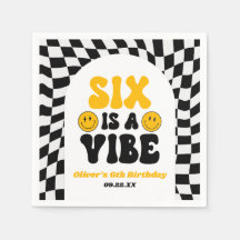 Six Is A Vibe Retro Sixth 6th Birthday Party