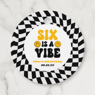 Six Is A Vibe Retro Zesde 6e Verjaardagsfeestje Bedankjes Labels