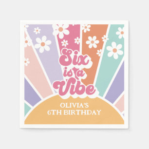 Six is a Vibe Retro Zonneschijn Regenboog Madelief Servet