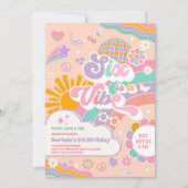 Six Is A Vibe Sun Rainbow Disco 6th Birthday Kaart (Voorkant)