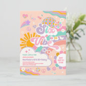 Six Is A Vibe Sun Rainbow Disco 6th Birthday Kaart (Staand voorkant)