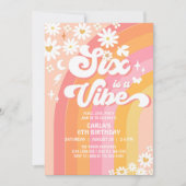 SIX is een Vibe Daisy 6e Groovy Verjaardag Kaart (Voorkant)