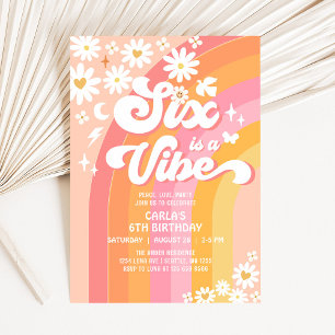 SIX is een Vibe Daisy 6e Groovy Verjaardag Kaart