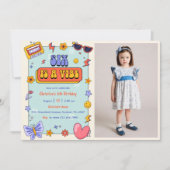 Six is een Vibe Groovy Hippie 6th Verjaardagsfoto Kaart (Voorkant)