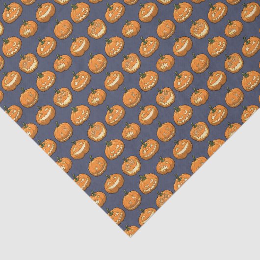 Six Jack o'Lantern Pixel Pumpkins Pattern Tissuepapier (Detail)
