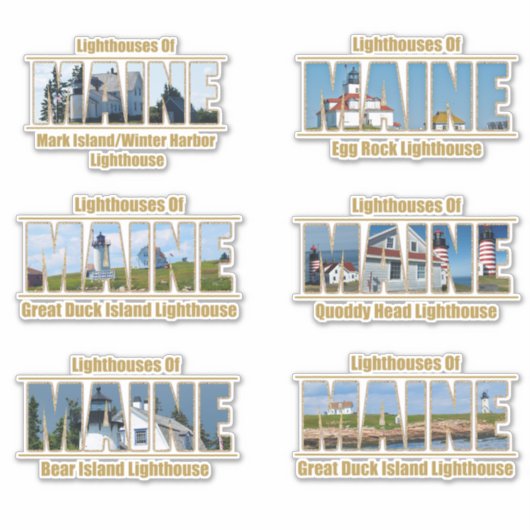 Six Maine Vuurtoren Conture Sticker (Voorkant)