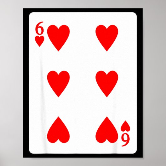 Six Of Hearts Playing Card Valentine Costume  Poster (Voorkant)