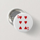 Six of Hearts Spelen Kaart Ronde Button 3,2 Cm (Voorkant /achterkant)