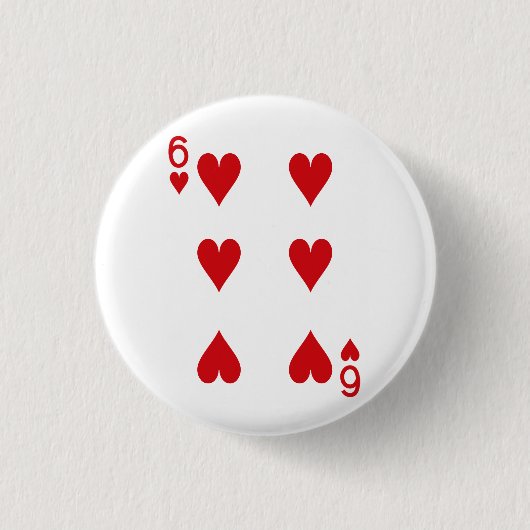 Six of Hearts Spelen Kaart Ronde Button 3,2 Cm (Voorkant)