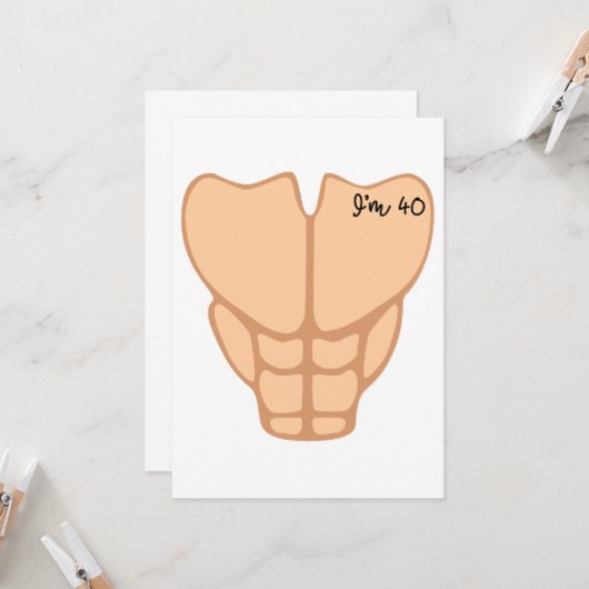 Six Pack Ik ben 40th Birthday Funny Mannen Kaart (Voorkant / Achterkant in situ)