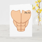 Six Pack Ik ben 50th Birthday Funny Mannen Kaart (Gele Bloem)