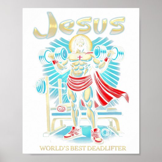 Six Pack Jezus Wereld Beste Deadlifter Christelijk Poster (Voorkant)