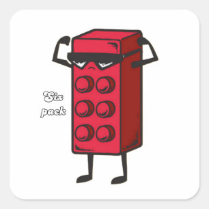 Six pack motivatie vierkante sticker