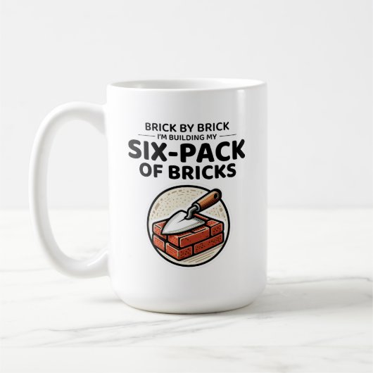 Six-Pack van Bricks: Humoristische Bricklayer Fitn Koffiemok (Links)