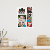 Six Photo Custom Name Plaid Christmas Wall Poster (Keuken)