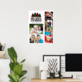 Six Photo Custom Name Plaid Christmas Wall Poster (Thuiskantoor)