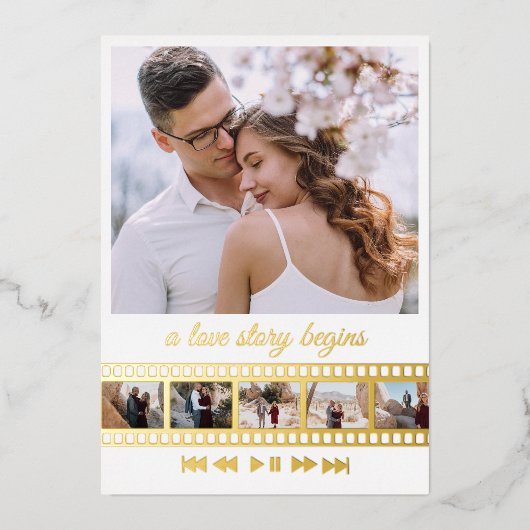 Six Photos Collage Movie Folie Uitnodiging (Voorkant)