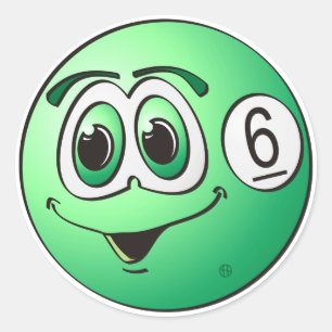 Six Pool Ball Cartoon Ronde Sticker
