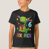 Six Rex 6th Birthday Sixth Dinosaur Holding Box Gi T-shirt (Voorkant)