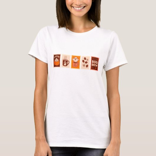 Six set of postal stamp design of coffee halloween t-shirt (Voorkant)