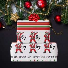 Six Seven 67 6 7 6-7 Meme Santa Dubbing Christmas Cadeaupapier