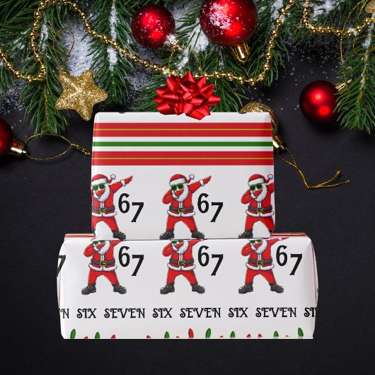 Six Seven 67 6 7 6-7 Meme Santa Dubbing Christmas Cadeaupapier