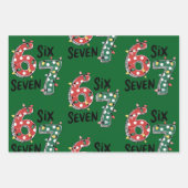 Six Seven 67 6 7 Christmas Meme Funny Xmas  green Inpakpapier Vel (Voorkant 3)