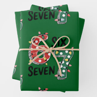 Six Seven 67 6 7 Christmas Meme Funny Xmas  green Inpakpapier Vel