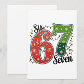Six Seven 67 6 7 Christmas Meme Funny Xmas Lights Feestdagenkaart (Voorkant / Achterkant)