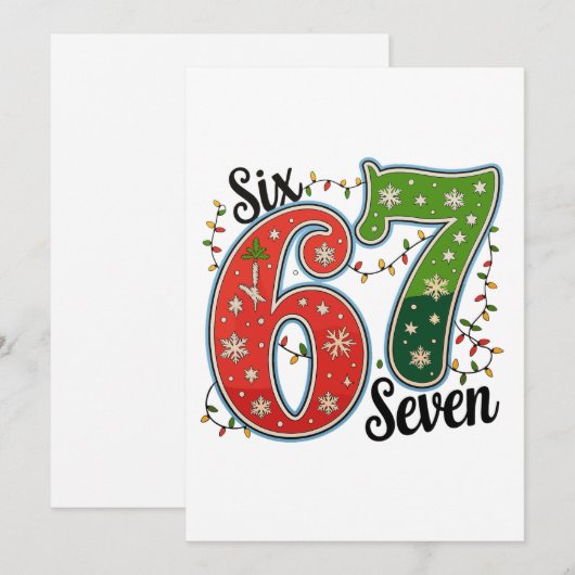 Six Seven 67 6 7 Christmas Meme Funny Xmas Lights Feestdagenkaart (Voorkant / Achterkant)