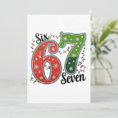 Six Seven 67 6 7 Christmas Meme Funny Xmas Lights Feestdagenkaart (Staand voorkant)