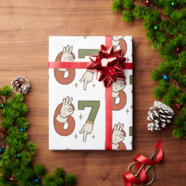 Six Seven 67 6 7 Christmas Santa Elf Meme Cadeaupapier