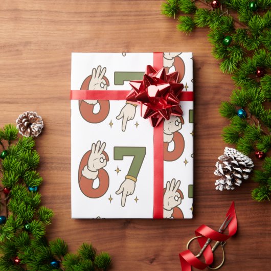 Six Seven 67 6 7 Christmas Santa Elf Meme Cadeaupapier (Feestdagen Geschenken)