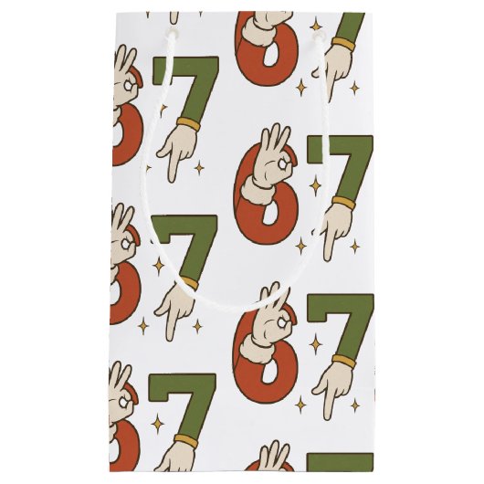 Six Seven 67 6 7 Christmas Santa Elf Meme  Klein Cadeauzakje (Voorkant)