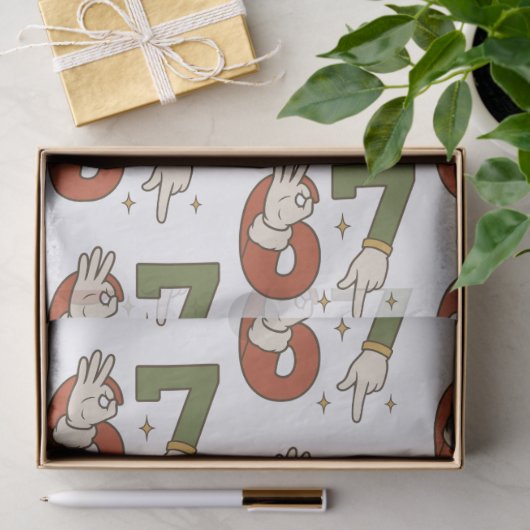 Six Seven 67 6 7 Christmas Santa Elf Meme Tissuepapier (Geschenk)