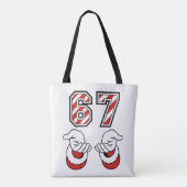  Six Seven 67 6 7 Festive Christmas Meme Holiday Tote Bag (Achterkant)