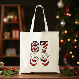 Six Seven 67 6 7 Funny Christmas Meme Holiday Tote Bag