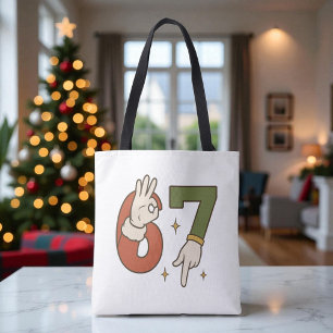 Six Seven 67 6 7 Kerst Elf Kerstmis Meme Tote Bag