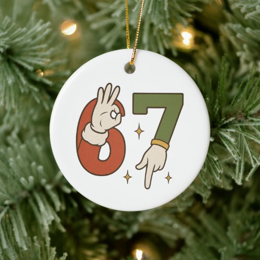 Six Seven 67 6 7 Kerstmis Kerstman Elf Meme Keramisch Ornament (Boom)