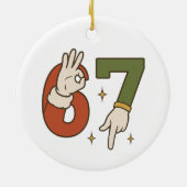 Six Seven 67 6 7 Kerstmis Kerstman Elf Meme Keramisch Ornament (Achterkant)