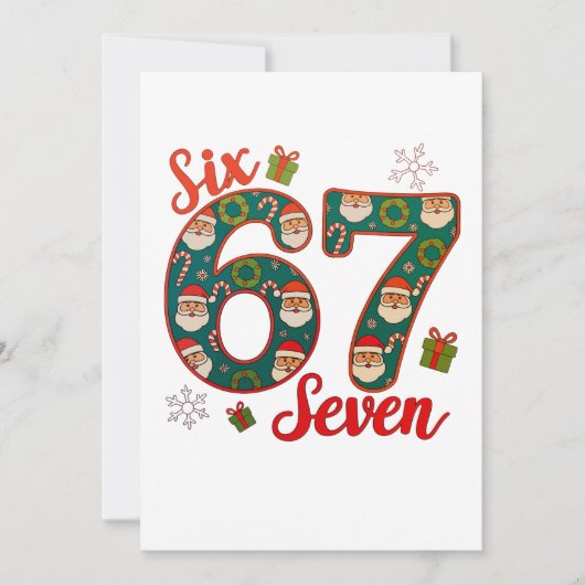 Six Seven 67 6 7 Meme Christmas Xmas Santa Hat Feestdagenkaart (Voorkant)
