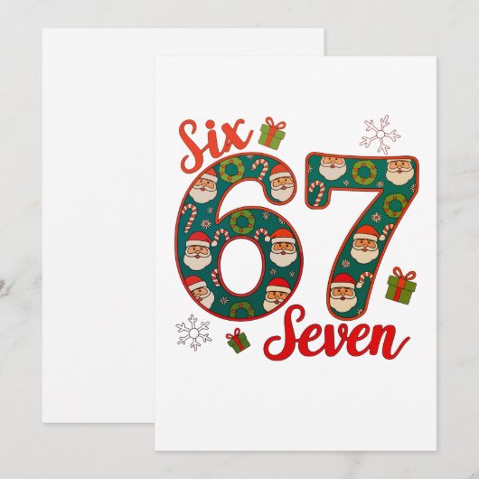 Six Seven 67 6 7 Meme Christmas Xmas Santa Hat Feestdagenkaart (Voorkant / Achterkant)