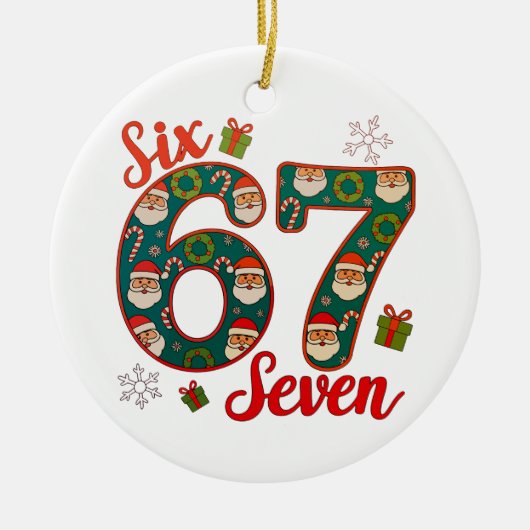 Six Seven 67 6 7 Meme Christmas Xmas Santa Hat Keramisch Ornament (Voorkant)