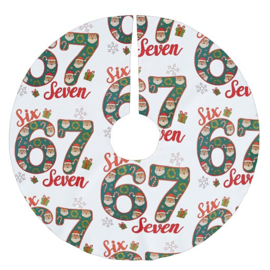 Six Seven 67 6 7 Meme Christmas Xmas Santa Hat Kerstboom Rok (Voorkant)