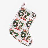 Six Seven 67 6 7 Meme Christmas Xmas Santa Hat Kleine Kerstsok (Voorkant (Hangend))