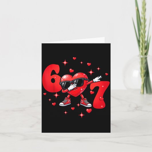Six Seven 67 6 7 Meme Dabbing Heart Valentines Bro Kaart (Voorkant)
