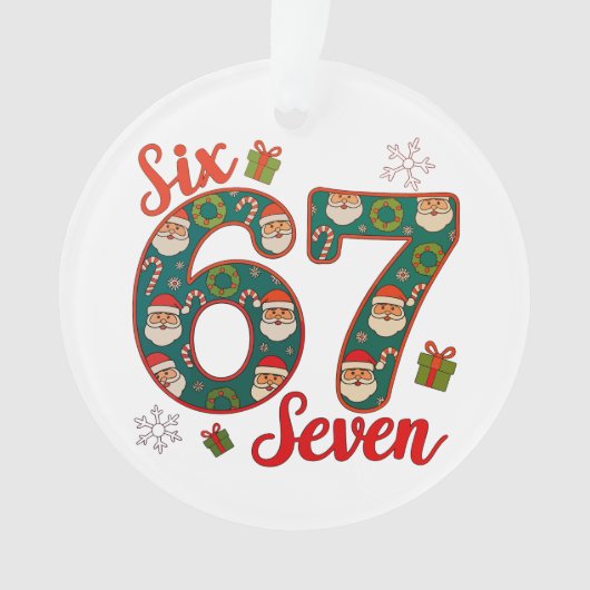 Six Seven 67 6 7 Meme Kerstmis Xmas Kerstman Hoed Ornament (voorkant)