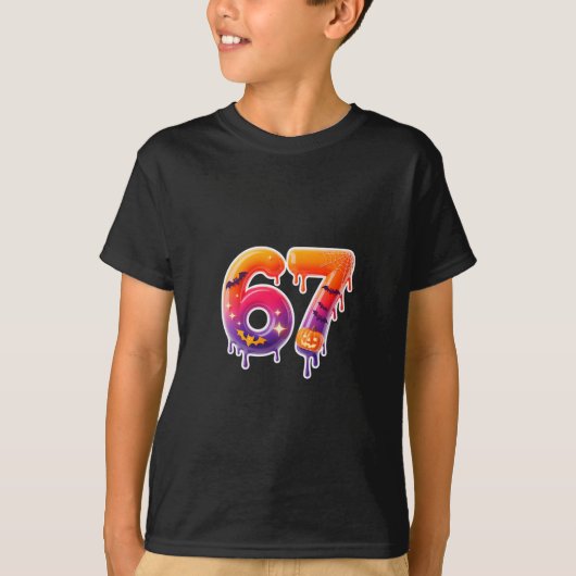 Six Seven 67 6 7 Meme-ontwerp Funny Ice Cream Drip T-shirt (Voorkant)