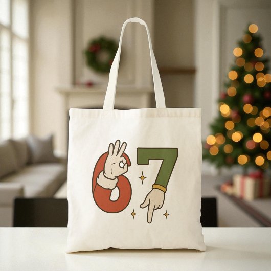 Six Seven 67 6 7 Santa Elf Christmas Meme Tote Bag